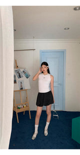 cat lace bow sleeveless tee