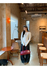 silver bow open ribbed long-sleeved knitwear