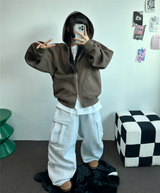 2ウェイ🤎 ハーディービッグフーディージップアップ🤎🩶🖤3カラー