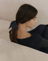26SS★ Ribbon Tail Embroidery Hair Scrunchie