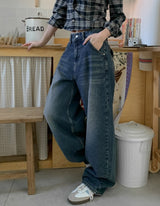 Lock Adjust Button Balloon Denim Pants