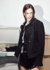 ROUGH FRAYED TWEED JACKET 