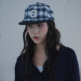 Cロゴ チェック キャップ (Blue Check)