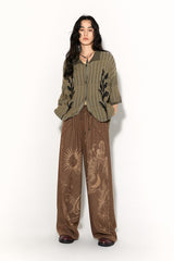 Retro printed loose casual pants