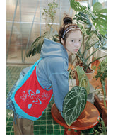 UnsocialNight original literary retro versatile カジュアル イラストプリントワンショルダークロスボディバッグ for women