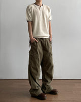 Tonal Layered Henley Neck Knit