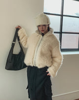 Light Boucle String Fur Jacket