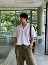 ノーメイスバックバンディングツータックリネンワイドパンツ