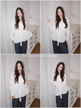 White Hood Pullover Belt One-Piece Dress Top