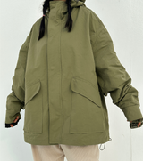 (UNISEX) ビッグフードクリンクルビッグポケットビッグフードフェルドジャンパー - 2 カラー