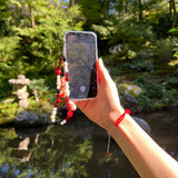 ROSE Blend Crystal Beaded Strap Red / Phone Bag Charm Flower Gift