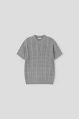 LMN センシティブツイストバックルヘンリーネック半袖ニット (5 colors)