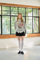  CHARLOTTE CAT RIBBON SWEATSHIRT / MELANGE