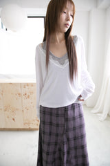 lace v-neck loose top(3colors)