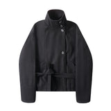 Vero High Neck Belted Short Coat 233617679