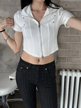 Chic stud half zip up(4color)