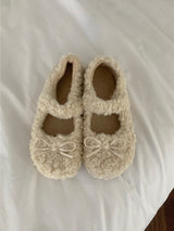 Fluffy Roomy Cozy Fleece Mary Jane Flats