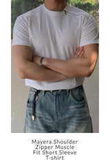 マイエラ ショルダージッパー マッスルフィット ショートスリーブ Tシャツ