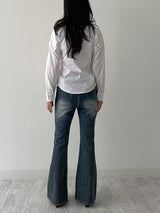 304 Cat Washing Semi-Bootcut Denim Pants
