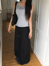 ベニン フェイク レイヤード ストライプ ホルター レイヤード スリーブレス