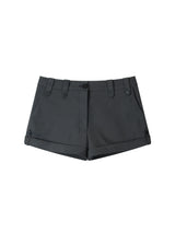 BUTTON SLACKS SHORTS (CHARCOAL)