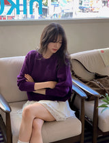 [SHOPPERMADE] パイウールルーズフィットクロップニット (4color)