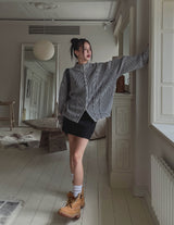 Belleun Line Dyeing Washing Knit Zip Up