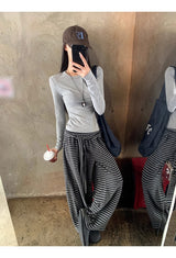 Stripe strap lace banding pants