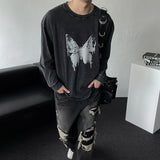 Butterfly Print Long-Sleeved T-Shirt (DP779389802718)
