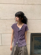 Musec Vintage Slim-Fit Layered Short Sleeve Cardigan