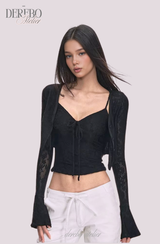 White Daisy flare cardigan two-piece(SET)