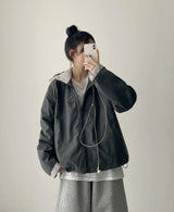 Tick checkered lining high neck padded jumper
