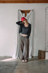 T/T Bod round knit cardigan (charcoal)