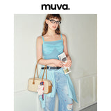 muva. Light‑Retro Spliced Canvas Boston Bag, Large‑Capacity Shoulder Bag for Commute & School, Original Design, New Arrival Sep 3