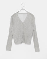 Dab see-through V-neck two-way button cardigan