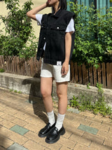 ルーズフィットブラックデニムベスト code 21012