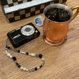 ROSE Blend Crystal Beaded Strap Black / Phone Bag Charm Gift 