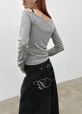 [MADE] Cozetti Lace Off-Shoulder Long Sleeve Top