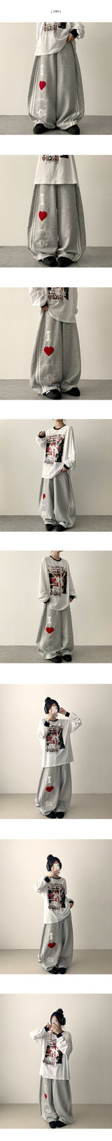 I Patch Track Balloon Wide Pants
