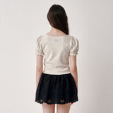 レースパフTシャツ (Grey)