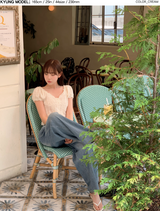 #Flower Embroidery Crop Short Sleeve Blouse (2color)