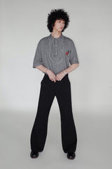 Lace stripe polo short-sleeved T-shirt