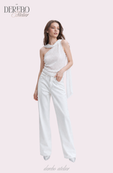 White Jane Scarf Unbalanced Blouse