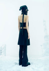 Pleated Jersey Skirt Pants / Black