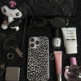 [MADE] Leopard (Black&White) Epoxy Silver Bumper iPhone Case