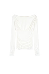 Muse One-Shoulder Shirring Top, White