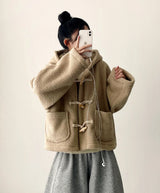 Fling fleece hood tteokbokki coat