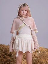 ROSE ISLAND Fluffy Forest Language Knitted Fleece Cape with Sleeves