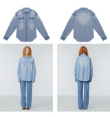 Fade-wash western denim shirt