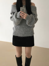 Candle off-shoulder knitwear (3 colors)